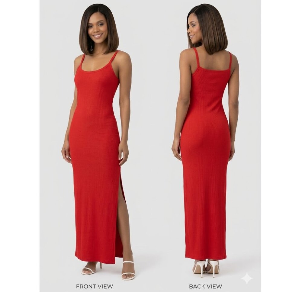 Red Sleeveless Bodycon Maxi Dress
